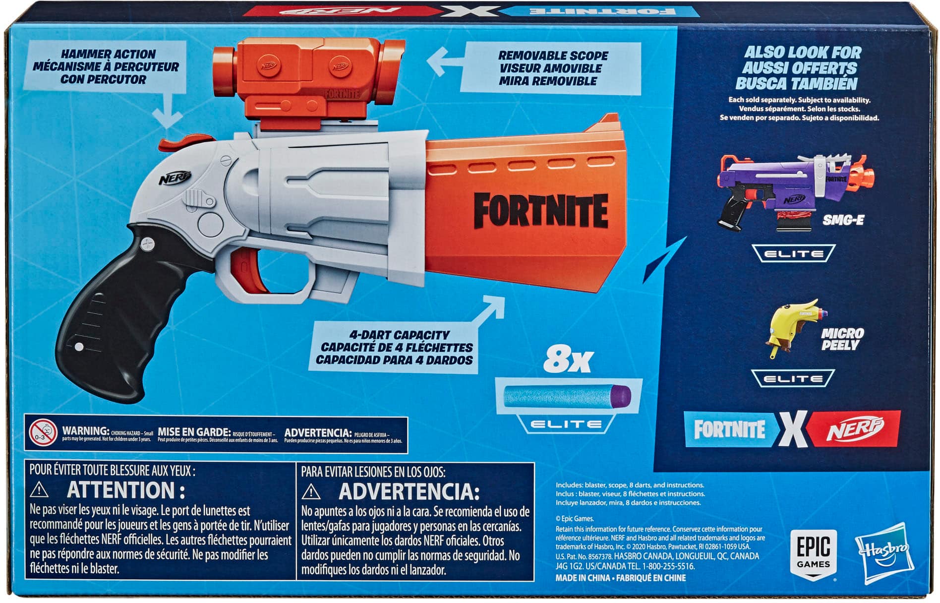 Nerf Fortnite SR Blaster, Includes 8 Official Nerf Darts, for Kids Ages 8  and Up