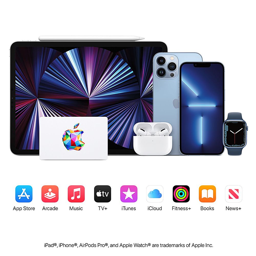 Angle View: $15 Apple Gift Card - App Store, Apple Music, iTunes, iPhone, iPad, AirPods, accessories, and more [Digital]