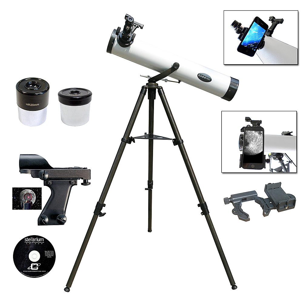Cassini - 800mm x 80mm Reflector Telescope with Smartphone Adapter - White