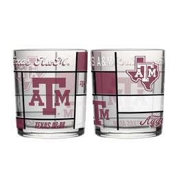 Logo Brands - Texas A&M Aggies 12oz. Quilted Stained Two-Pack Rocks Glass Set - Multicolor