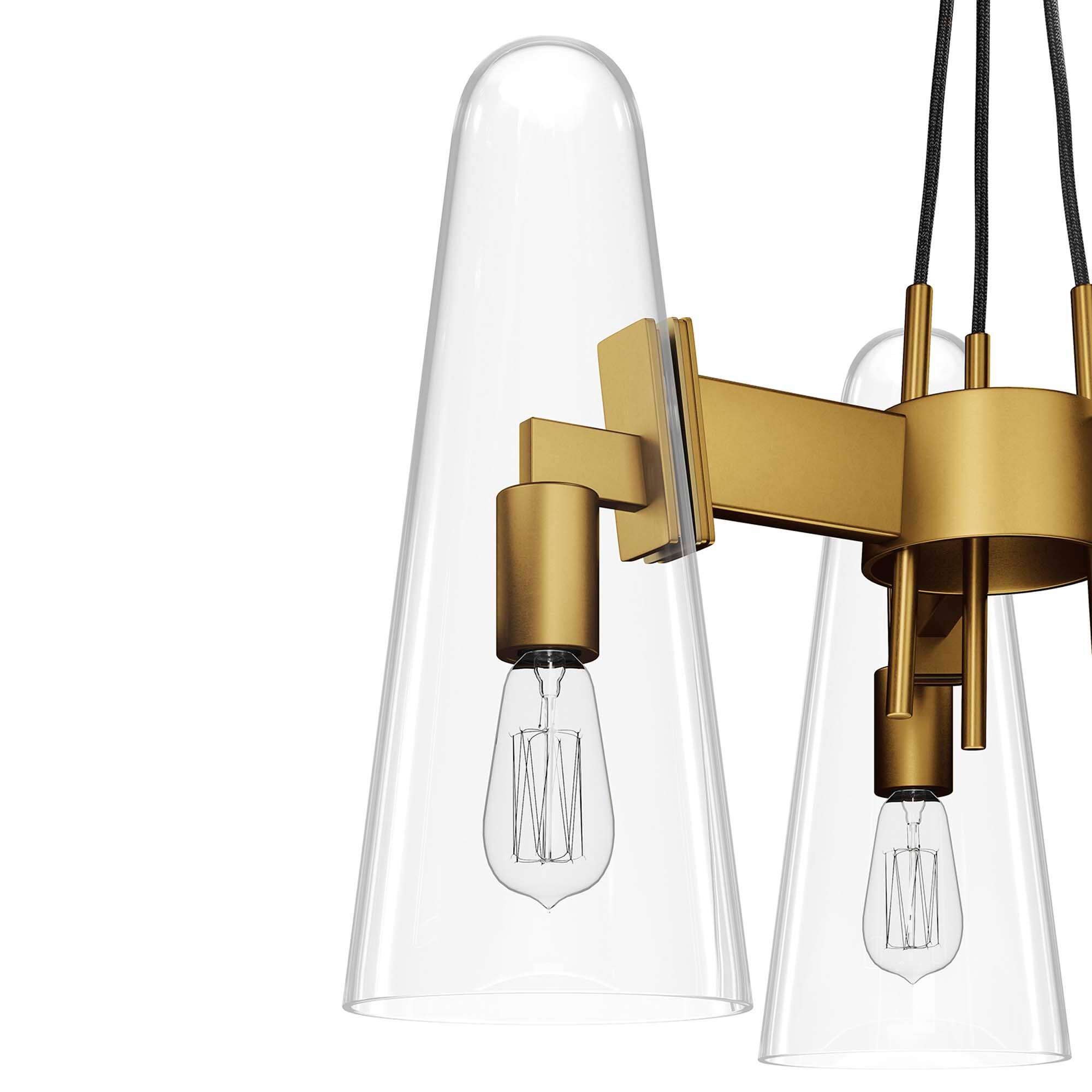 Alt View 5. Modway - Beacon 3-Light Pendant Light by Modway - Clear Satin Brass.