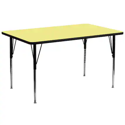 Front. Flash Furniture - Wren 30''W x 72''L Rectangular Yellow Thermal Laminate Activity Table - Standard Height Adjustable Legs - Yellow.