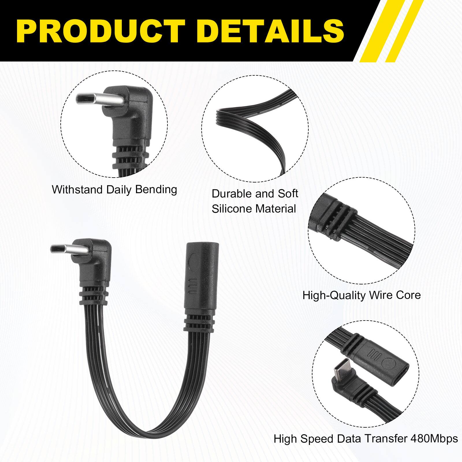 PRODUCT DETAILS

- Withstand Daily Bending
- Durable and Soft Silicone Material
- High-Quality Wire Core
- High Speed Data Transfer 480Mbps