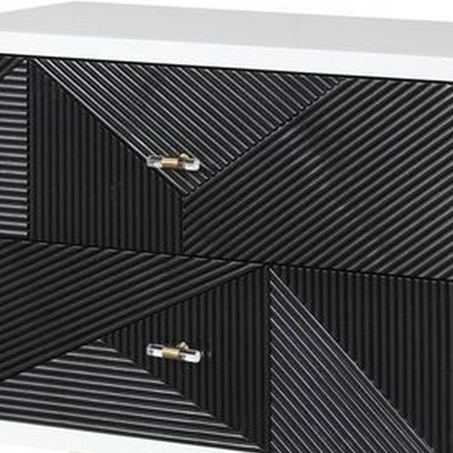Alt View 2. Manhattan Lane - Accent table with Geometric Pattern 2 Drawer Front - White and Black.