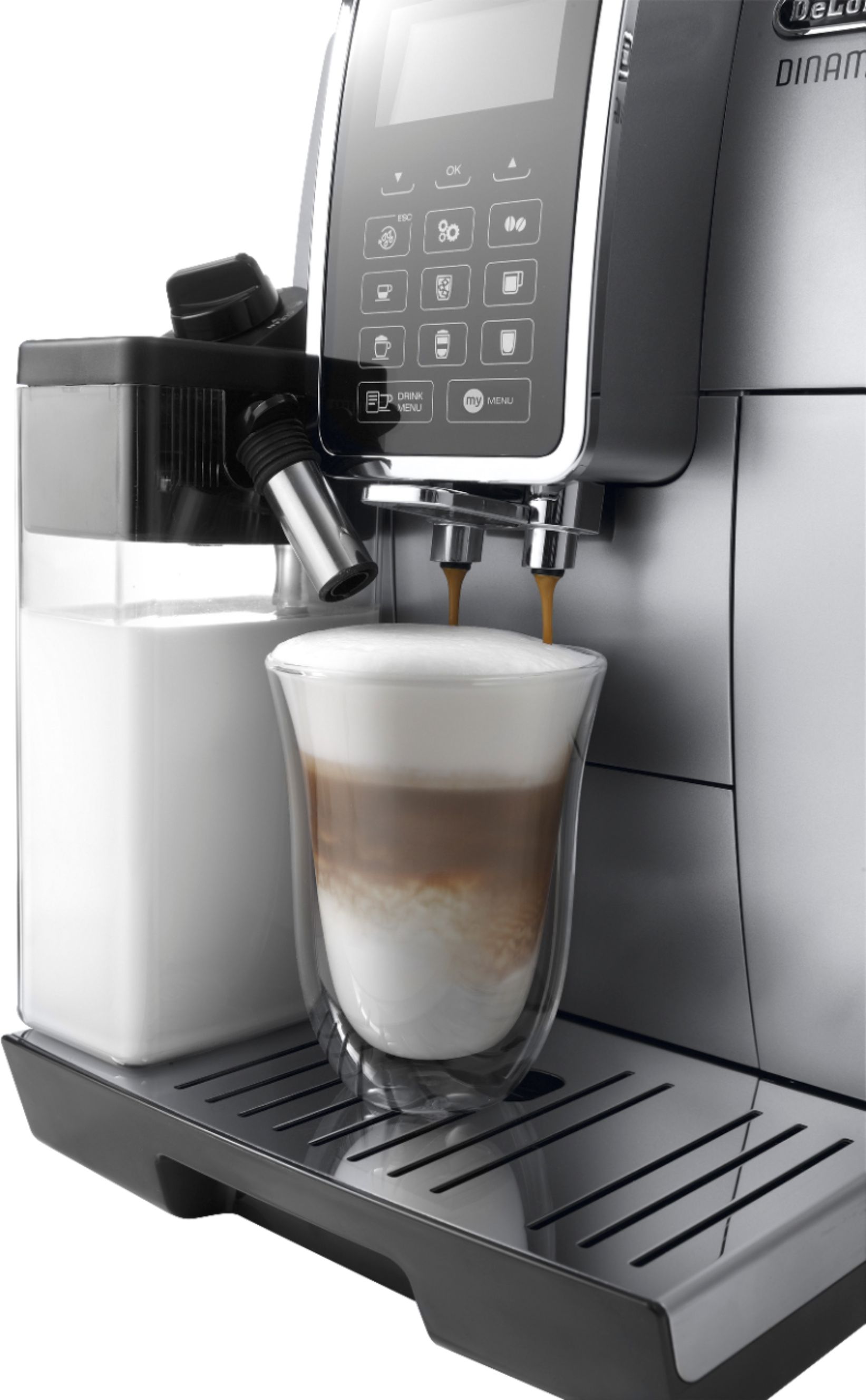 Best Buy: De'Longhi De'Longhi Dinamica Fully Automatic Coffee and Espresso  Machine, with Premium Adjustable Frother Chrome and Black ECAM35025SB