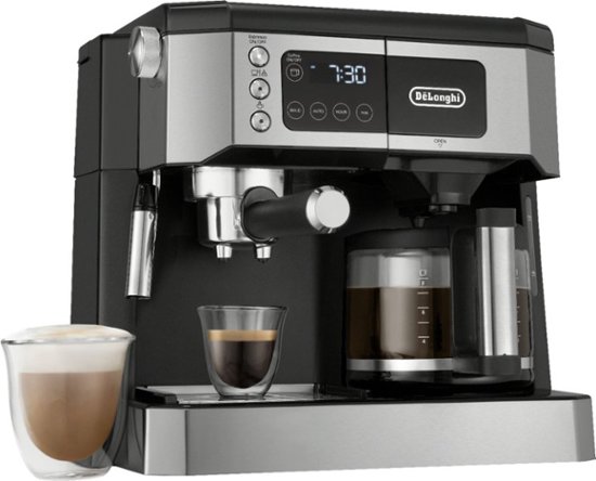 Angle Zoom. De'Longhi - Digital All-in-One Combination Coffee and Espresso Machine - Black and Stainless Steel.