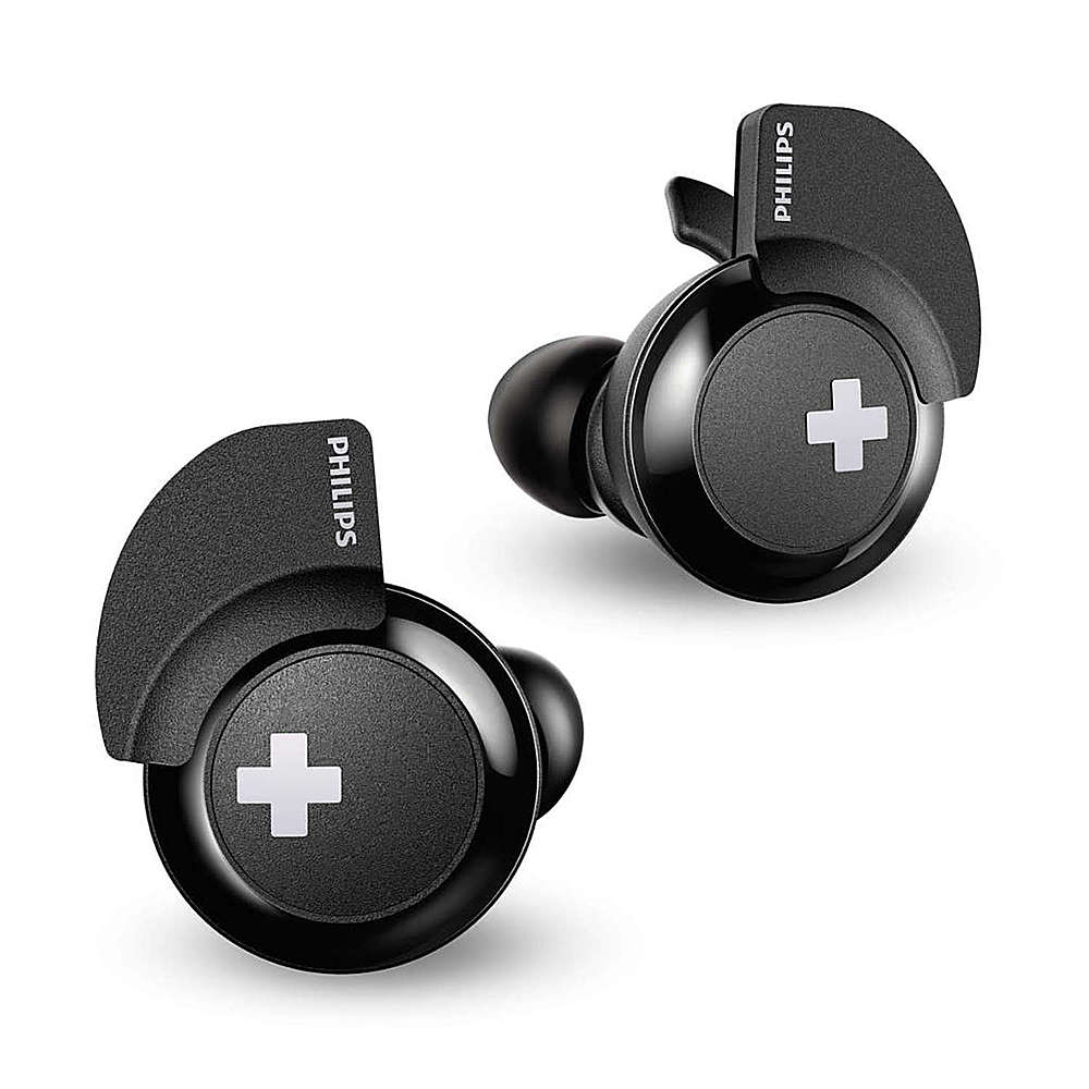 Left View: Philips - Wireless In-Ear Bluetooth Headphones- Black - Black