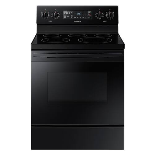 Samsung - 5.9 Cu. Ft. Freestanding Electric Convection Range with Self-Steam Cleaning - Black