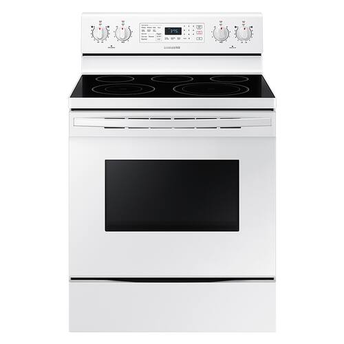 Samsung - 5.9 Cu. Ft. Freestanding Electric Convection Range with Self-Steam Cleaning - White