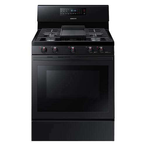 Samsung - 5.8 Cu. Ft. Freestanding Gas Convection Range with Self-High Heat Cleaning - Black