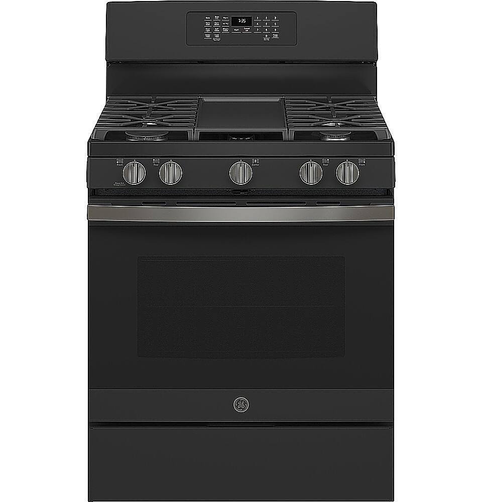 Front. GE - 5.0 Cu. Ft. Freestanding Gas Convection Range with Self-Steam Cleaning and No-Preheat Air Fry.