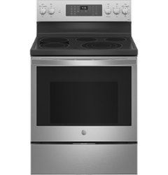 GE Profile - 5.3 Cu. Ft. Freestanding Smart Electric True Convection Range with Hot Air Fry - Stainless Steel Appearance - Front_Zoom