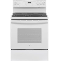 GE - 5.3 Cu. Ft. Freestanding Electric Convection Range with Self-Steam Cleaning and No-Preheat Air Fry - White - Front_Zoom