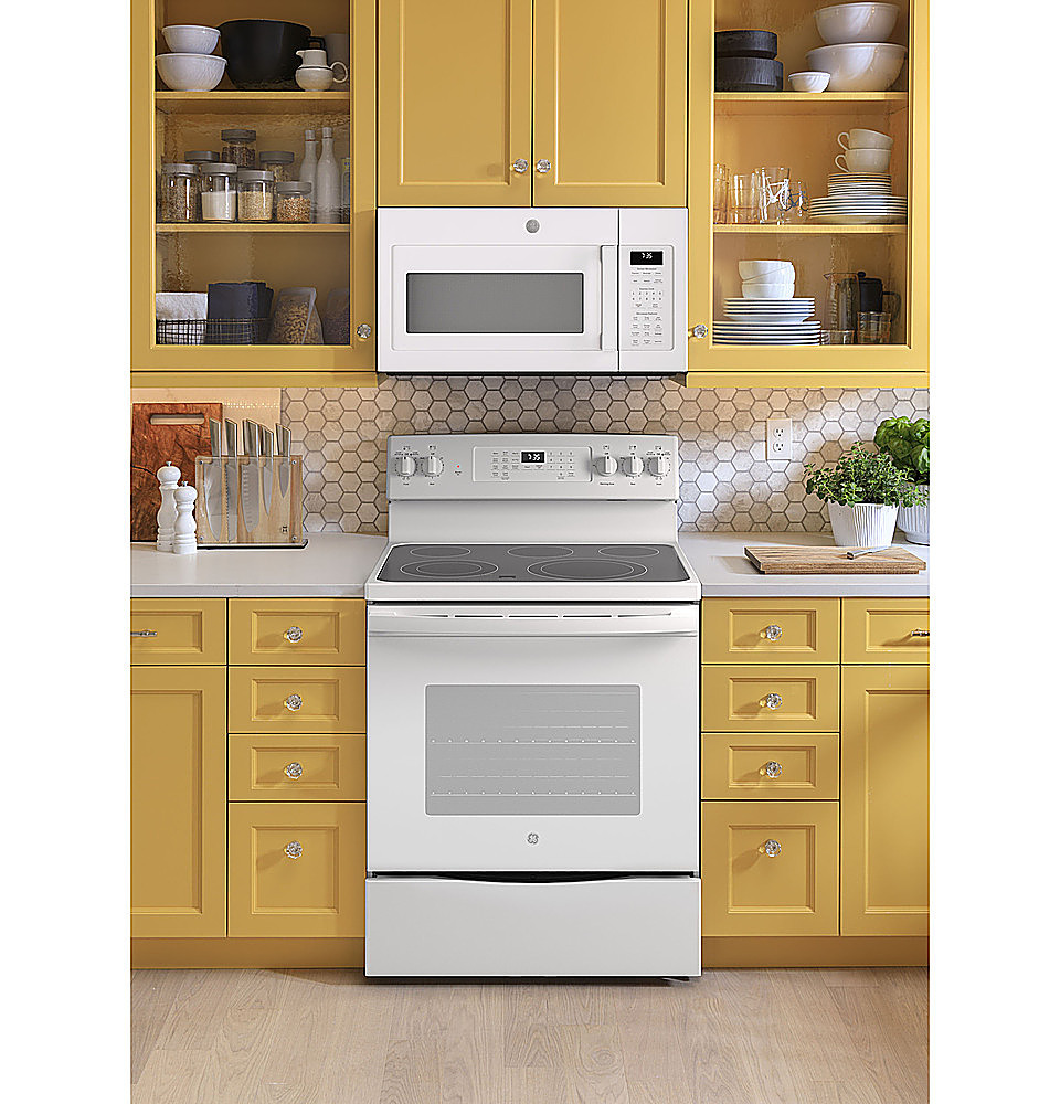 GE Profile 27-in 3.0 cu ft Self-Cleaning Drop-In Electric Range (White) at