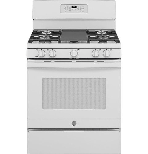 GE - 5.0 Cu. Ft. Freestanding Gas Range with Self-cleaning and Power Boil Burner - White on White