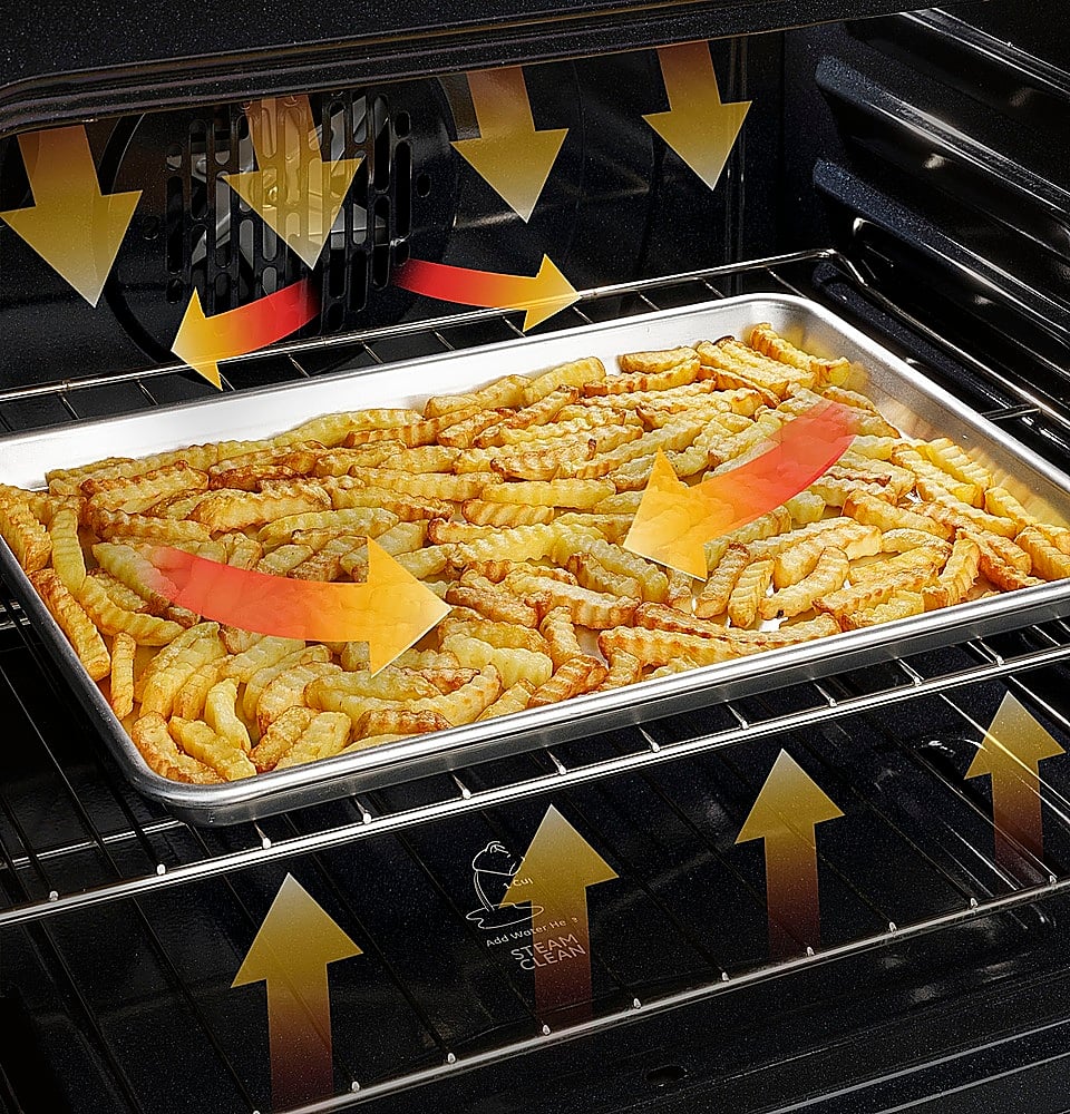 Alt View 19. GE - 5.0 Cu. Ft. Freestanding Gas Convection Range with Self-Steam Cleaning and No-Preheat Air Fry - Black on black.