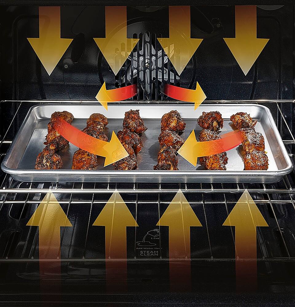 Alt View 21. GE - 5.0 Cu. Ft. Freestanding Gas Convection Range with Self-Steam Cleaning and No-Preheat Air Fry - Black on black.