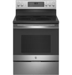 Front Zoom. GE - 5.3 Cu. Ft. Freestanding Electric Convection Range with Self-Steam Cleaning and No-Preheat Air Fry - Stainless steel.