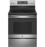 GE - 5.3 Cu. Ft. Freestanding Electric Convection Range with Self-Steam Cleaning and No-Preheat Air Fry - Stainless Steel - Front_Zoom