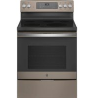 GE - 5.3 Cu. Ft. Freestanding Electric Convection Range with Self-Steam Cleaning and No-Preheat Air Fry - Slate - Front_Zoom