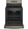Alt View Zoom 12. GE - 5.3 Cu. Ft. Freestanding Electric Convection Range with Self-Steam Cleaning and No-Preheat Air Fry - Slate.