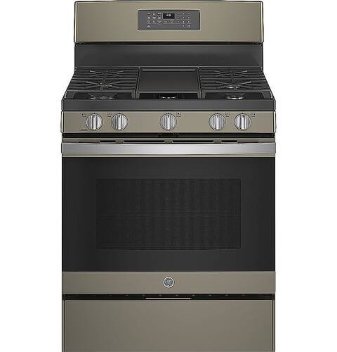 GE - 5.0 Cu. Ft. Freestanding Gas Range with Self-cleaning and Power Boil Burner - Fingerprint Resistant Slate