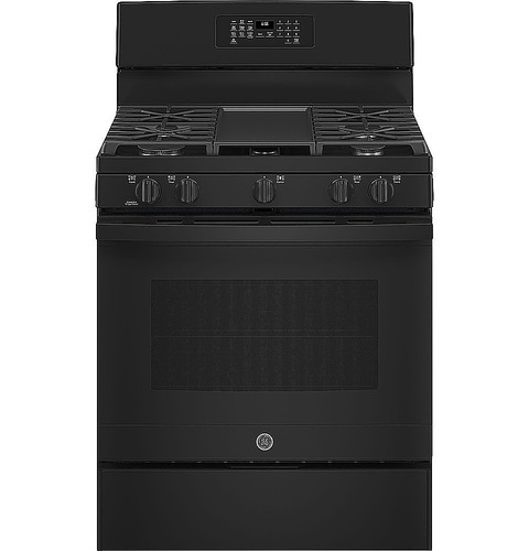GE - 5.0 Cu. Ft. Freestanding Gas Range with Self-cleaning and Power Boil Burner - Black on Black
