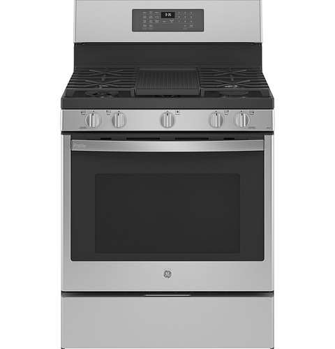 GE Profile - 5.6 Cu. Ft. Freestanding Smart Gas True Convection Range with Hot Air Fry - Fingerprint Resistant Stainless Steel