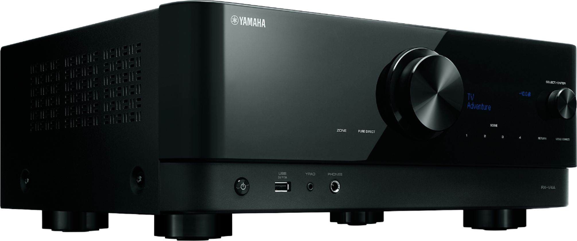 Angle View: Yamaha - RX-V4A 5.2-channel AV Receiver with 8K HDMI and MusicCast - Black
