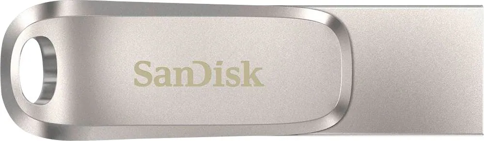 Front. SanDisk - Ultra Dual Drive Luxe 128GB USB 3.1, USB Type-C Flash Drive - Silver.