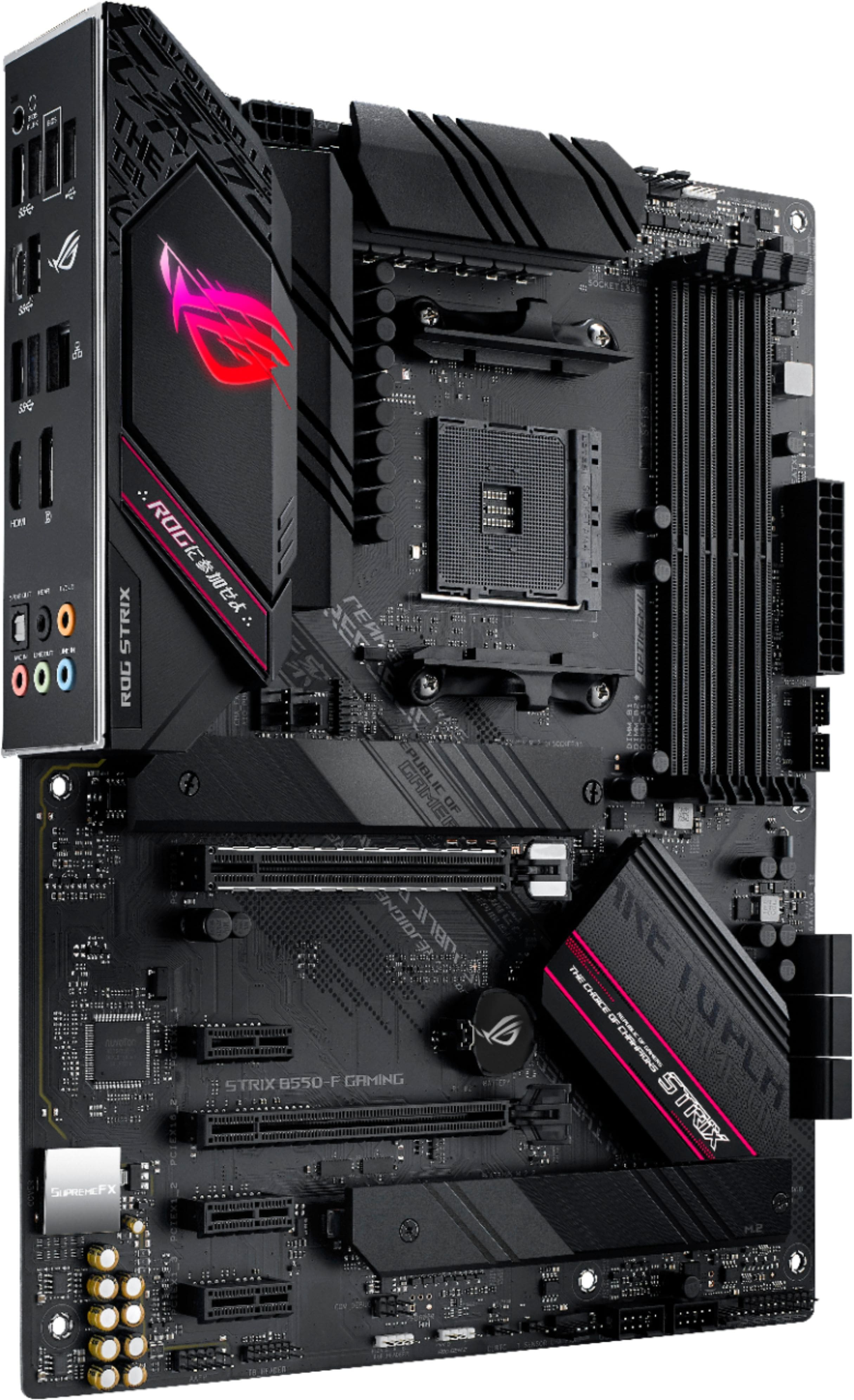 Alt View 1. ASUS - ROG STRIX B550-F GAMING (Socket AM4) AMD B550 ATX DDR4 Motherboard - Black.