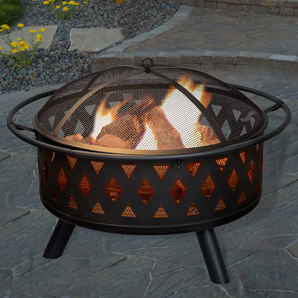 Pure Garden 32 Round Outdoor Fireplace, Outside Wood Fire Pits