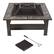 Alt View 15. Pure Garden - Fire Pit Set, Wood Burning Pit With Spark Screen, Cover and Log Poker, 32" Marble Tile Square Firepit - Bronze, orange marbled.