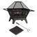 Alt View 15. Pure Garden - 32” Outdoor Deep Fire Pit- Square Large Steel Bowl with Star Design, Mesh Spark Screen, Log Poker & Storage Cover - Black.