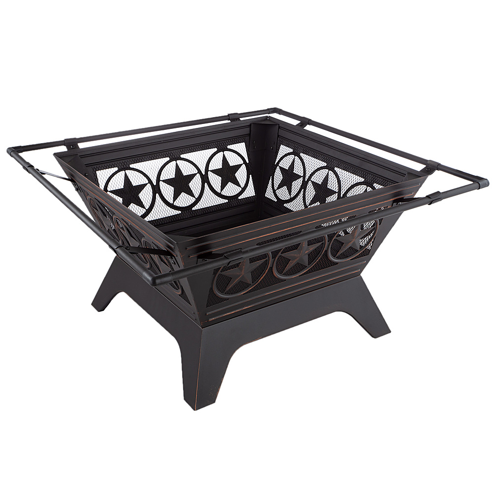 vidaXL Garden Fire Pit with Poker 31.9x31.9x18.5 XXL Steel