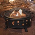 Front. Pure Garden - 32" Round Outdoor Fire Pit with Steel Bowl, Star Cutouts Spark Screen, Log Poker, Storage Cover for Patio Wood Burning - Black.