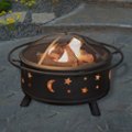 Alt View 11. Pure Garden - 32" Round Outdoor Fire Pit with Steel Bowl, Star Cutouts Spark Screen, Log Poker, Storage Cover for Patio Wood Burning - Black.