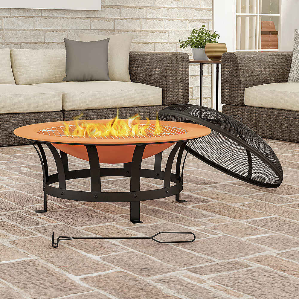Pure Garden Portable Fire Pit 30 Round, Best Material For Fire Pit Screen