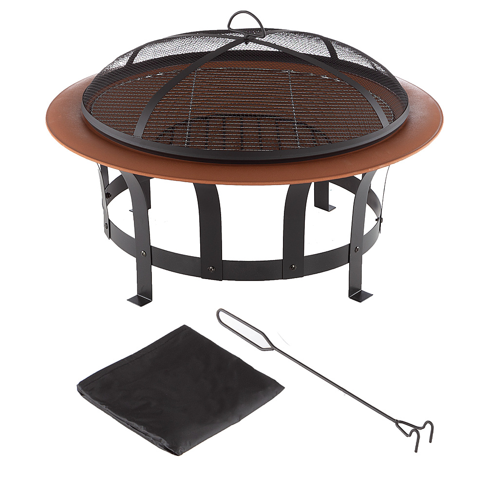 Pure Garden Portable Fire Pit 30 Round, Flat Fire Pit Screen