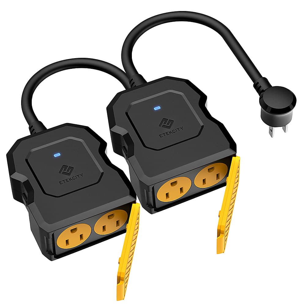 Alt View 11. Etekcity - Smart Outdoor Wi-Fi Outlet Plug (2-Pack) - Black.
