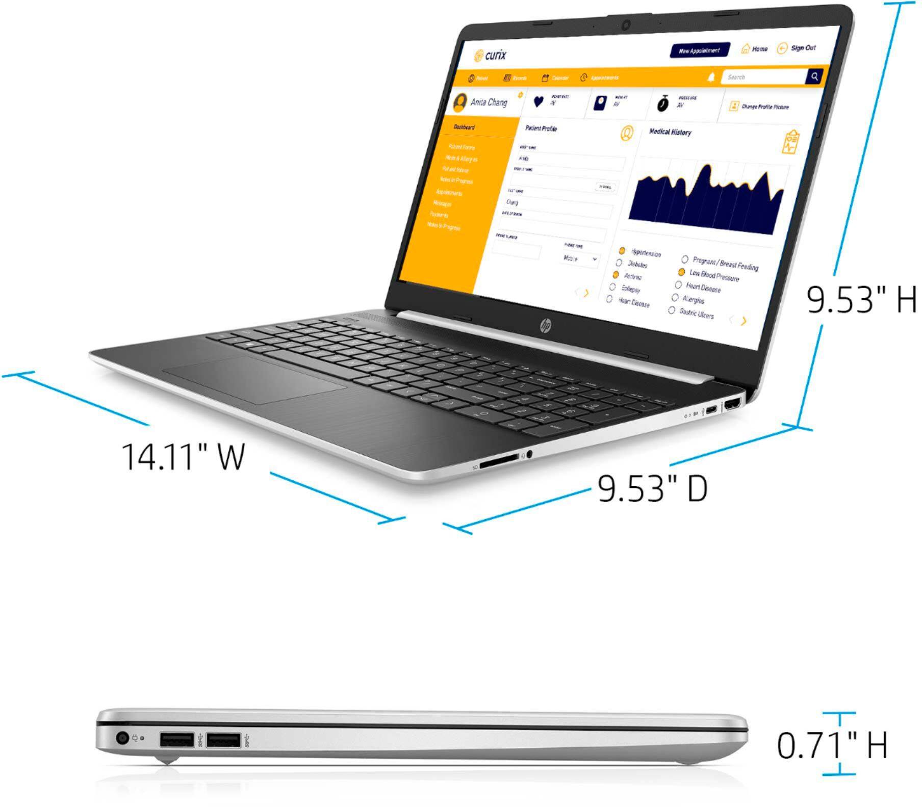 Angle View: HP - Geek Squad Certified Refurbished 15.6" Touch-Screen Laptop - Intel Core i5 - 12GB Memory - 256GB SSD + 16GB Optane - Natural Silver