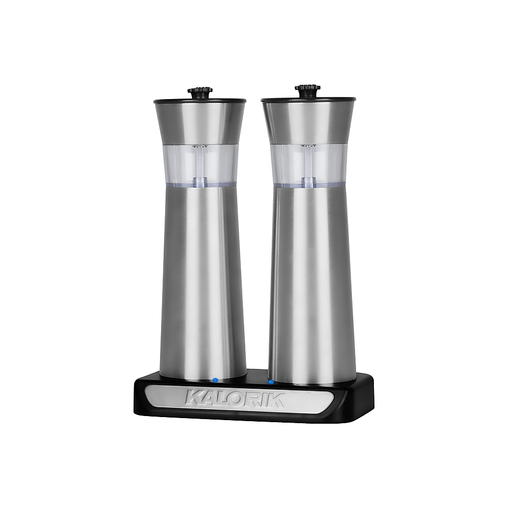 Left View: Kalorik - 2-in-1 Salt and Pepper Mill - Stainless-Steel