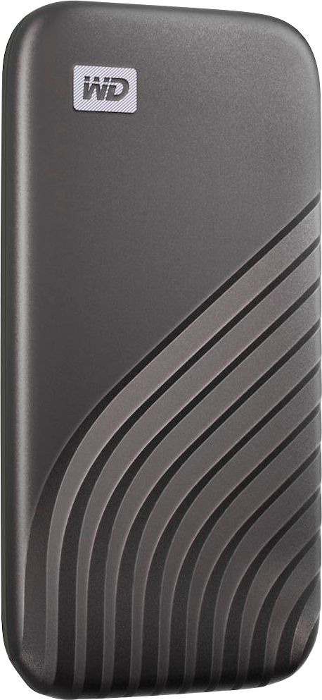 Angle View: WD - My Passport 1TB External USB Type-C Portable Solid State Drive - Space Gray