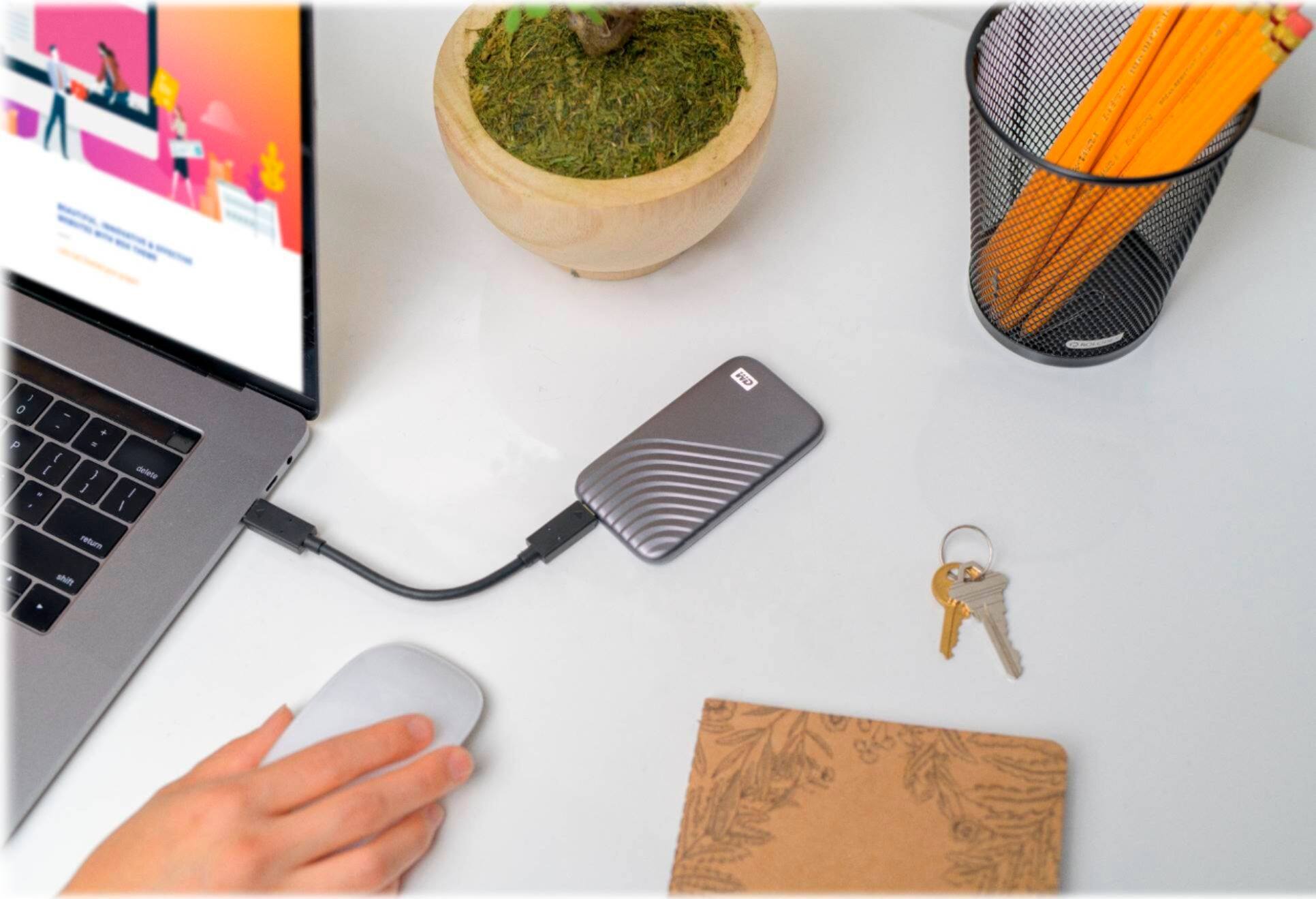 Alt View 17. WD - My Passport 1TB External USB Type-C Portable SSD - Space Gray.