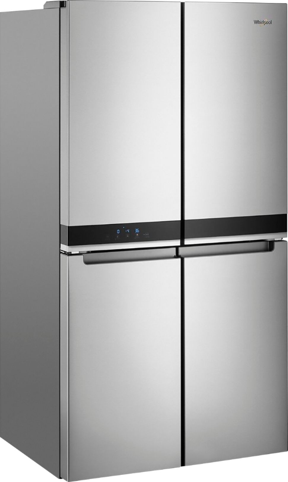 Angle View: Samsung - 25 cu. ft. Large Capacity 4-Door French Door Refrigerator with External Water & Ice Dispenser - Black stainless steel