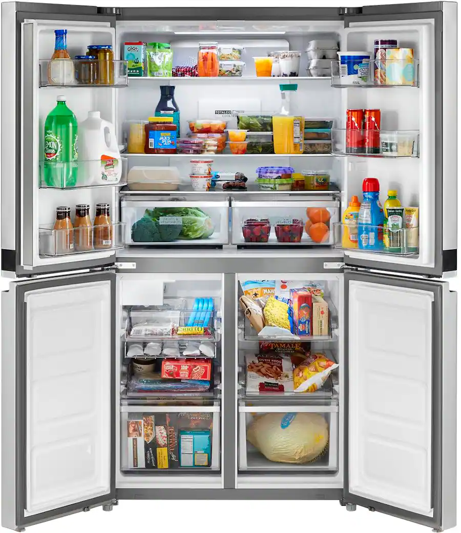 Whirlpool - 19.4 Cu. Ft. 4-Door French Door Counter-Depth Refrigerator with Flexible Organization Spaces - Stainless Steel