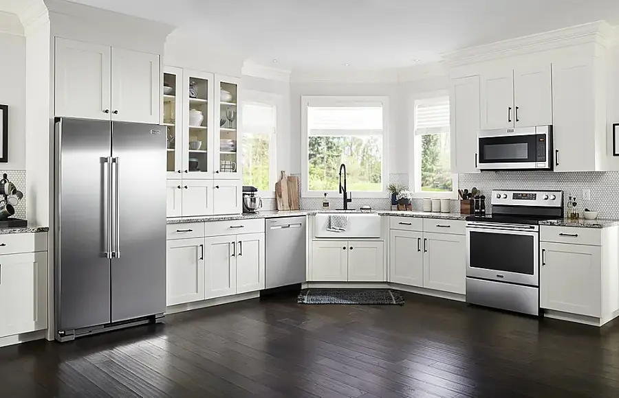 Alt View 12. Maytag - 25 Cu. Ft. Side-by-Side Freestanding Refrigerator, Fingerprint Resistant - Stainless Steel.