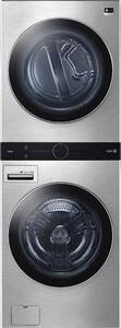 LG - STUDIO 5.0 Cu.Ft. Smart Front-Load Washer and 7.4 Cu.Ft.Electric Dryer WashTower with Steam and Built-In Intelligence - Noble Steel - Front_Standard