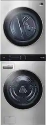 LG - STUDIO 5.0 Cu. Ft. HE Smart Front Load Washer and 7.4 Cu. Ft. Electric Dryer WashTower w/Steam and Built-In Intelligence - Noble Steel - Front_Zoom