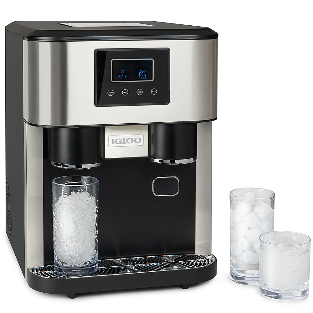 Left View: Igloo - 33-Pound Dual Dispensing Ice Maker & Crusher
